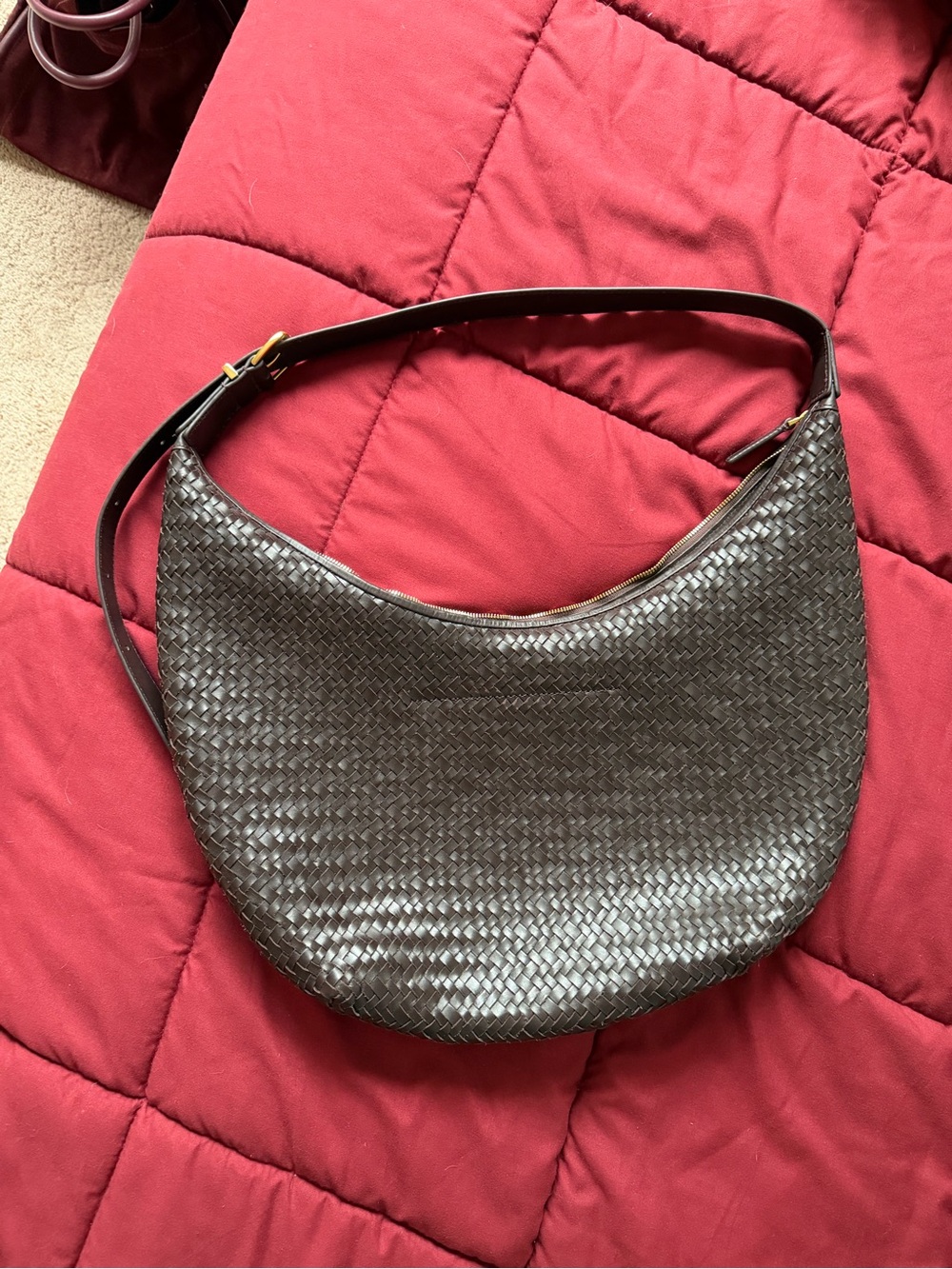 Madewell Essential Curve Woven Leather Hobo Shoulder Bag - Brown - Picture 5 of 5